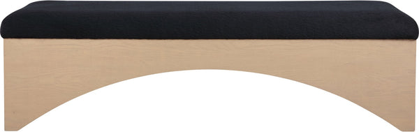 Meridian Furniture Lawson Plush Velour Fur Upholstered Accent Bench with Arch Base for Bedroom or Entryway Black 22034 22034Black