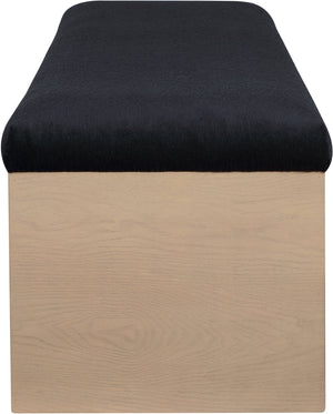Meridian Furniture Lawson Plush Velour Fur Upholstered Accent Bench with Arch Base for Bedroom or Entryway Black 22034 22034Black