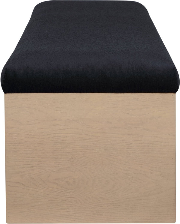 Meridian Furniture Lawson Plush Velour Fur Upholstered Accent Bench with Arch Base for Bedroom or Entryway Black 22034 22034Black