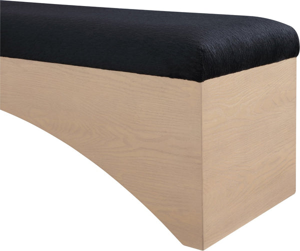 Meridian Furniture Lawson Plush Velour Fur Upholstered Accent Bench with Arch Base for Bedroom or Entryway Black 22034 22034Black