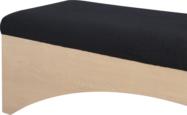 Meridian Furniture Lawson Plush Velour Fur Upholstered Accent Bench with Arch Base for Bedroom or Entryway Black 22034 22034Black