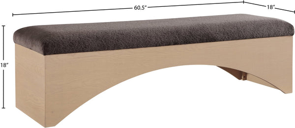 Meridian Furniture Lawson Plush Velour Fur Upholstered Accent Bench with Arch Base for Bedroom or Entryway Brown 22034 22034Brown