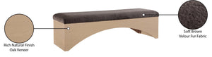 Meridian Furniture Lawson Plush Velour Fur Upholstered Accent Bench with Arch Base for Bedroom or Entryway Brown 22034 22034Brown
