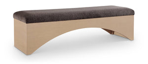 Meridian Furniture Lawson Plush Velour Fur Upholstered Accent Bench with Arch Base for Bedroom or Entryway Brown 22034 22034Brown