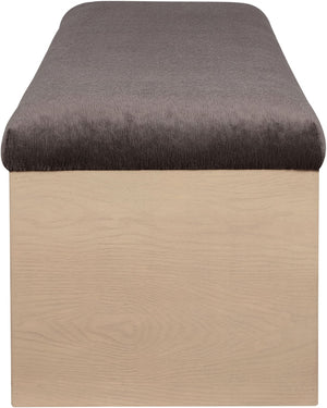Meridian Furniture Lawson Plush Velour Fur Upholstered Accent Bench with Arch Base for Bedroom or Entryway Brown 22034 22034Brown