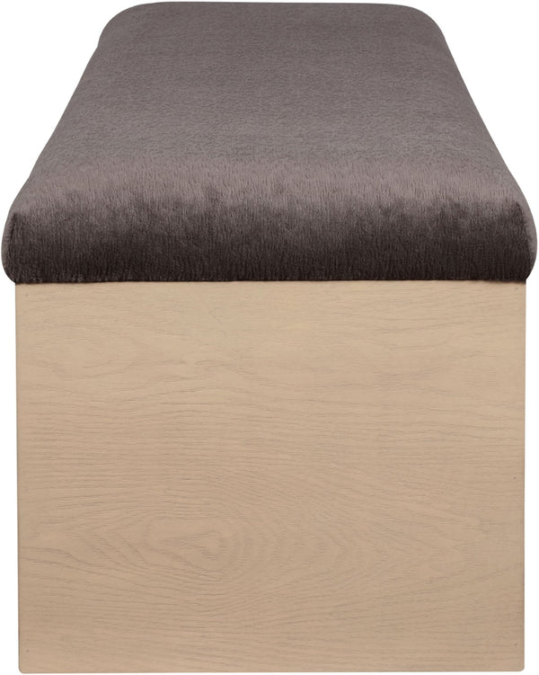Meridian Furniture Lawson Plush Velour Fur Upholstered Accent Bench with Arch Base for Bedroom or Entryway Brown 22034 22034Brown