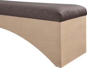 Meridian Furniture Lawson Plush Velour Fur Upholstered Accent Bench with Arch Base for Bedroom or Entryway Brown 22034 22034Brown