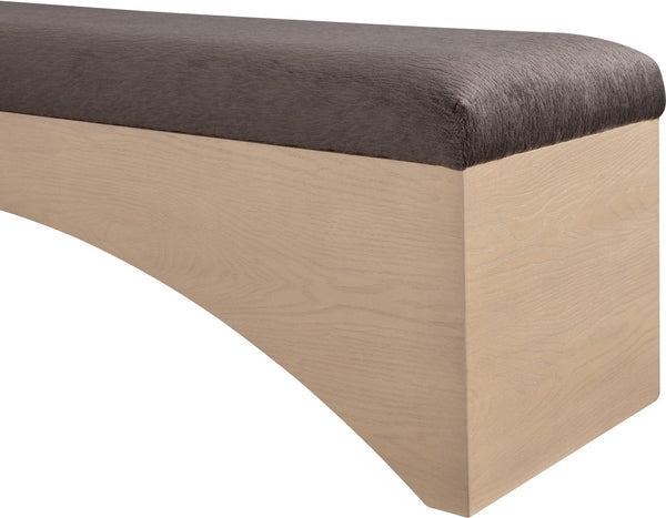Meridian Furniture Lawson Plush Velour Fur Upholstered Accent Bench with Arch Base for Bedroom or Entryway Brown 22034 22034Brown