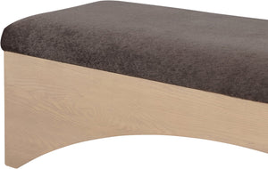 Meridian Furniture Lawson Plush Velour Fur Upholstered Accent Bench with Arch Base for Bedroom or Entryway Brown 22034 22034Brown