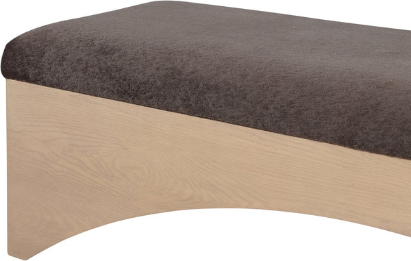 Meridian Furniture Lawson Plush Velour Fur Upholstered Accent Bench with Arch Base for Bedroom or Entryway Brown 22034 22034Brown