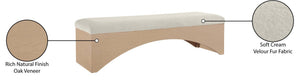 Meridian Furniture Lawson Plush Velour Fur Upholstered Accent Bench with Arch Base for Bedroom or Entryway Cream 22034 22034Cream