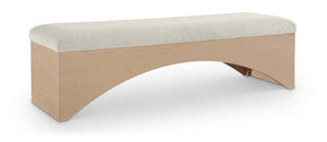 Meridian Furniture Lawson Plush Velour Fur Upholstered Accent Bench with Arch Base for Bedroom or Entryway Cream 22034 22034Cream