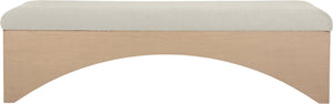 Meridian Furniture Lawson Plush Velour Fur Upholstered Accent Bench with Arch Base for Bedroom or Entryway Cream 22034 22034Cream