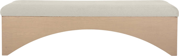 Meridian Furniture Lawson Plush Velour Fur Upholstered Accent Bench with Arch Base for Bedroom or Entryway Cream 22034 22034Cream