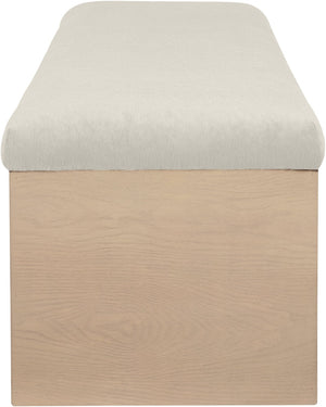 Meridian Furniture Lawson Plush Velour Fur Upholstered Accent Bench with Arch Base for Bedroom or Entryway Cream 22034 22034Cream