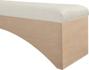 Meridian Furniture Lawson Plush Velour Fur Upholstered Accent Bench with Arch Base for Bedroom or Entryway Cream 22034 22034Cream