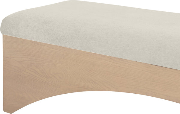 Meridian Furniture Lawson Plush Velour Fur Upholstered Accent Bench with Arch Base for Bedroom or Entryway Cream 22034 22034Cream