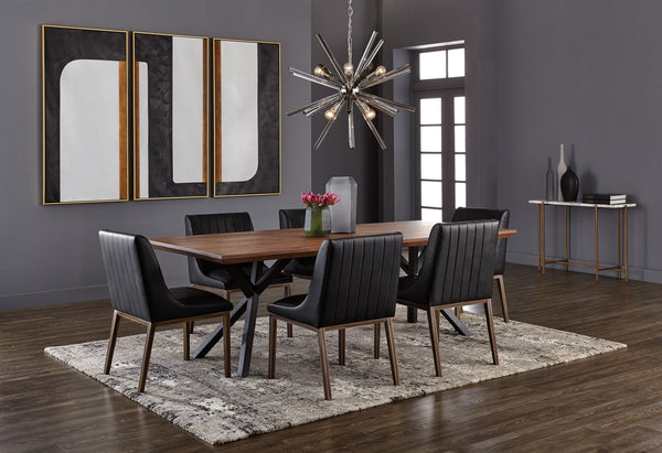 Sunpan Lark 94" Solid Acacia Wood Dining Table with Black Iron Base - Urban Style for Any Space!