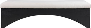 Meridian Furniture Lawson Plush Velour Fur Upholstered Accent Bench with Arch Base for Bedroom or Entryway Beige 22035 22035Beige