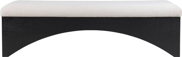 Meridian Furniture Lawson Plush Velour Fur Upholstered Accent Bench with Arch Base for Bedroom or Entryway Beige 22035 22035Beige