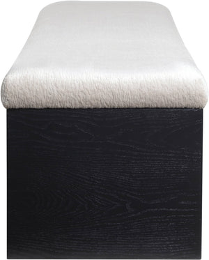Meridian Furniture Lawson Plush Velour Fur Upholstered Accent Bench with Arch Base for Bedroom or Entryway Beige 22035 22035Beige