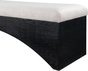 Meridian Furniture Lawson Plush Velour Fur Upholstered Accent Bench with Arch Base for Bedroom or Entryway Beige 22035 22035Beige