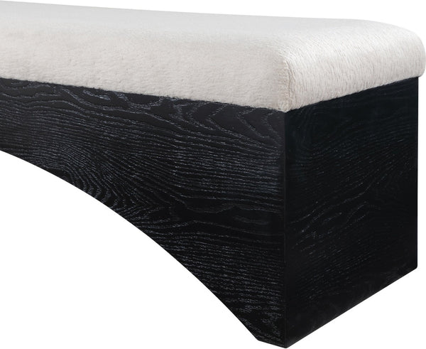 Meridian Furniture Lawson Plush Velour Fur Upholstered Accent Bench with Arch Base for Bedroom or Entryway Beige 22035 22035Beige