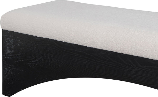 Meridian Furniture Lawson Plush Velour Fur Upholstered Accent Bench with Arch Base for Bedroom or Entryway Beige 22035 22035Beige
