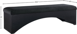 Meridian Furniture Lawson Plush Velour Fur Upholstered Accent Bench with Arch Base for Bedroom or Entryway Black 22035 22035Black