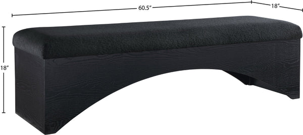 Meridian Furniture Lawson Plush Velour Fur Upholstered Accent Bench with Arch Base for Bedroom or Entryway Black 22035 22035Black