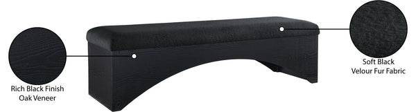 Meridian Furniture Lawson Plush Velour Fur Upholstered Accent Bench with Arch Base for Bedroom or Entryway Black 22035 22035Black