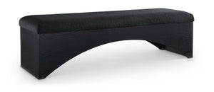 Meridian Furniture Lawson Plush Velour Fur Upholstered Accent Bench with Arch Base for Bedroom or Entryway Black 22035 22035Black