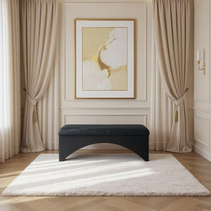 Meridian Furniture Lawson Plush Velour Fur Upholstered Accent Bench with Arch Base for Bedroom or Entryway Black 22035 22035Black