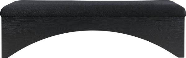 Meridian Furniture Lawson Plush Velour Fur Upholstered Accent Bench with Arch Base for Bedroom or Entryway Black 22035 22035Black