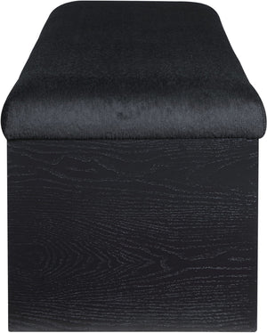 Meridian Furniture Lawson Plush Velour Fur Upholstered Accent Bench with Arch Base for Bedroom or Entryway Black 22035 22035Black