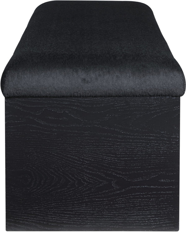 Meridian Furniture Lawson Plush Velour Fur Upholstered Accent Bench with Arch Base for Bedroom or Entryway Black 22035 22035Black