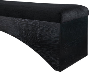 Meridian Furniture Lawson Plush Velour Fur Upholstered Accent Bench with Arch Base for Bedroom or Entryway Black 22035 22035Black