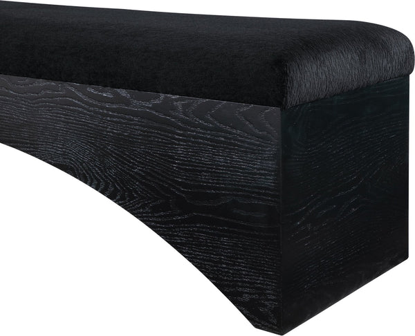 Meridian Furniture Lawson Plush Velour Fur Upholstered Accent Bench with Arch Base for Bedroom or Entryway Black 22035 22035Black