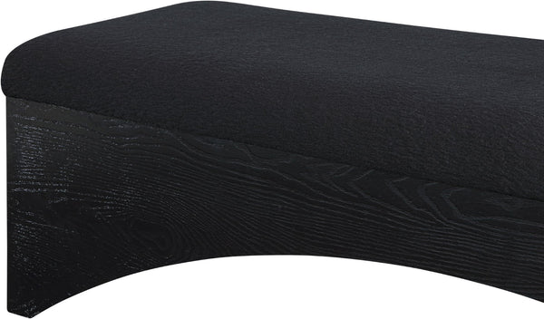Meridian Furniture Lawson Plush Velour Fur Upholstered Accent Bench with Arch Base for Bedroom or Entryway Black 22035 22035Black