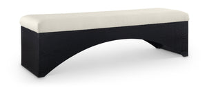 Meridian Furniture Lawson Plush Velour Fur Upholstered Accent Bench with Arch Base for Bedroom or Entryway Cream 22035 22035Cream