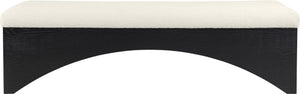 Meridian Furniture Lawson Plush Velour Fur Upholstered Accent Bench with Arch Base for Bedroom or Entryway Cream 22035 22035Cream