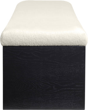 Meridian Furniture Lawson Plush Velour Fur Upholstered Accent Bench with Arch Base for Bedroom or Entryway Cream 22035 22035Cream
