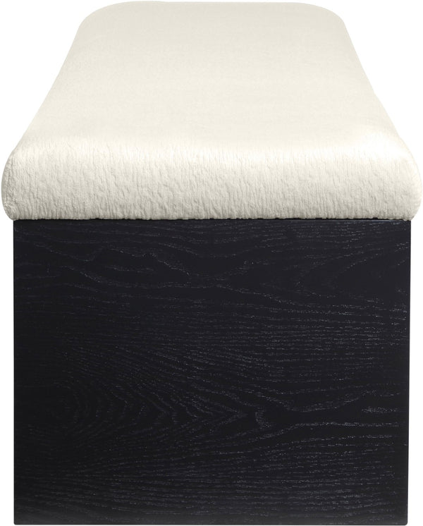Meridian Furniture Lawson Plush Velour Fur Upholstered Accent Bench with Arch Base for Bedroom or Entryway Cream 22035 22035Cream