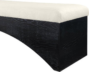 Meridian Furniture Lawson Plush Velour Fur Upholstered Accent Bench with Arch Base for Bedroom or Entryway Cream 22035 22035Cream