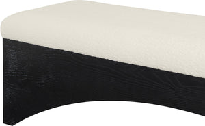 Meridian Furniture Lawson Plush Velour Fur Upholstered Accent Bench with Arch Base for Bedroom or Entryway Cream 22035 22035Cream