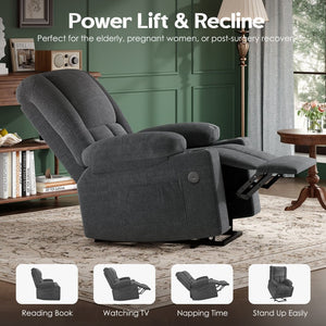 English Elm Power Lift Recliner Chair With Massage, Heat Therapy, Usb Ports & Cup Holders For Ultimate Comfort P1 T3623P380490-GIGA
