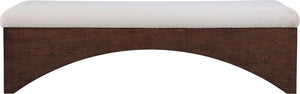 Meridian Furniture Lawson Plush Velour Fur Upholstered Accent Bench with Arch Base for Bedroom or Entryway Beige 22036 22036Beige