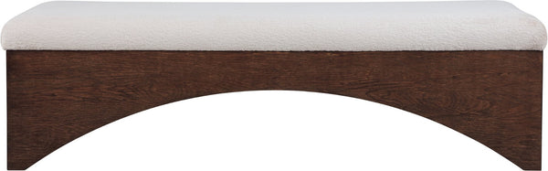 Meridian Furniture Lawson Plush Velour Fur Upholstered Accent Bench with Arch Base for Bedroom or Entryway Beige 22036 22036Beige