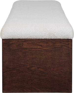 Meridian Furniture Lawson Plush Velour Fur Upholstered Accent Bench with Arch Base for Bedroom or Entryway Beige 22036 22036Beige