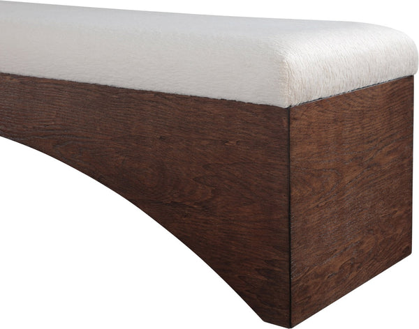 Meridian Furniture Lawson Plush Velour Fur Upholstered Accent Bench with Arch Base for Bedroom or Entryway Beige 22036 22036Beige